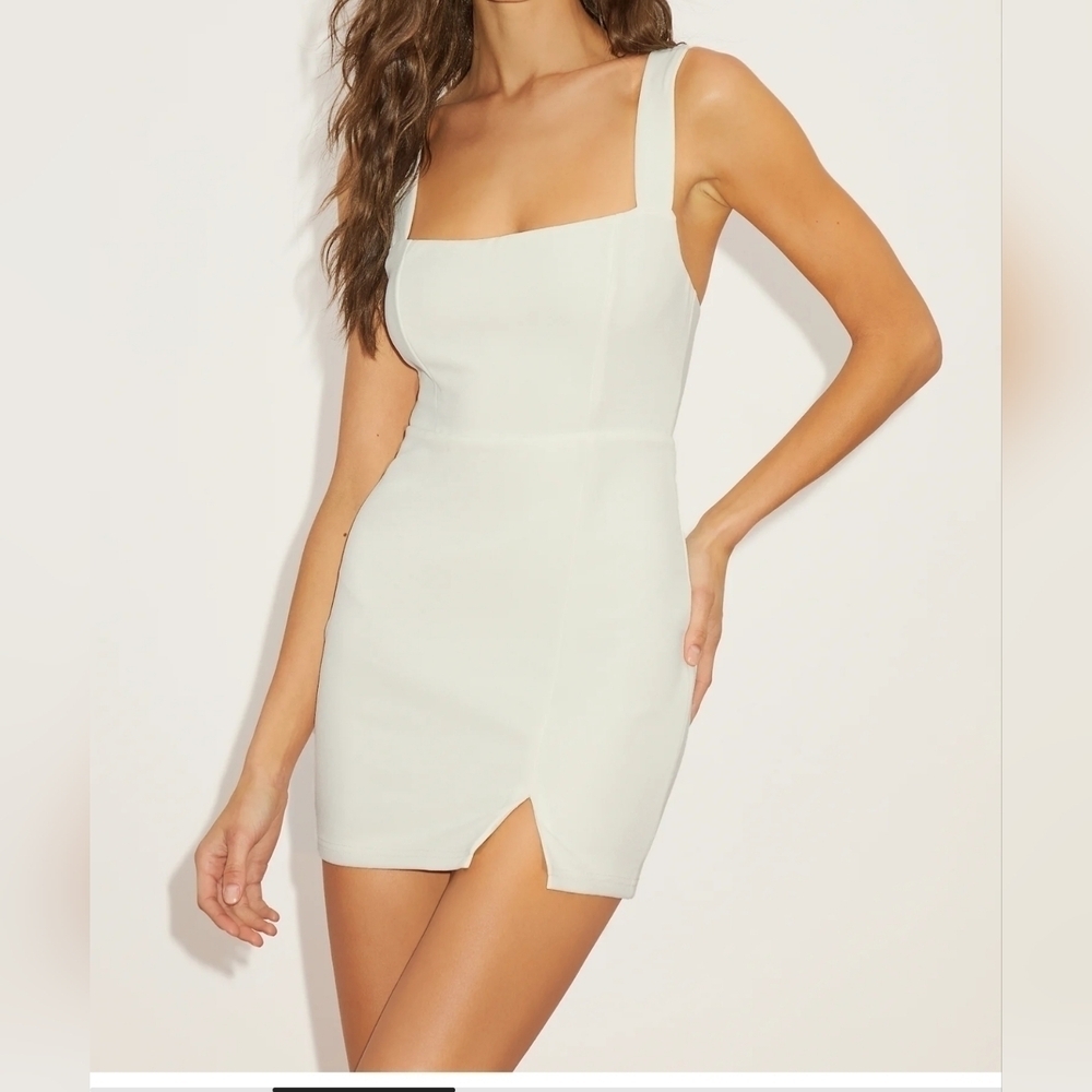 Lulus Social Sensation White Square Neck Mini Bodycon Dress